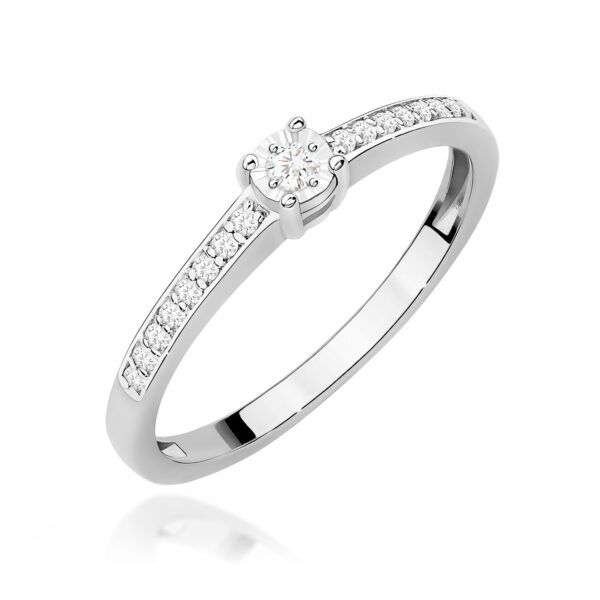 Pierścionek Diament 0,03ct białe złoto 375