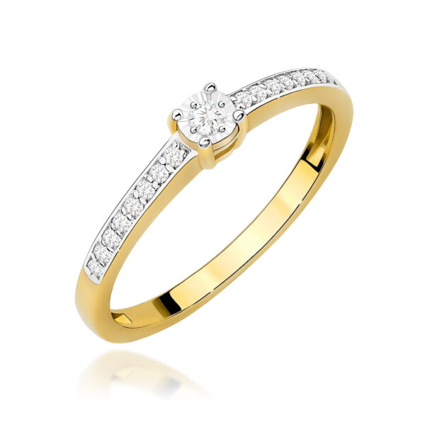 Pierścionek Diament 0,03ct żółte złoto 375