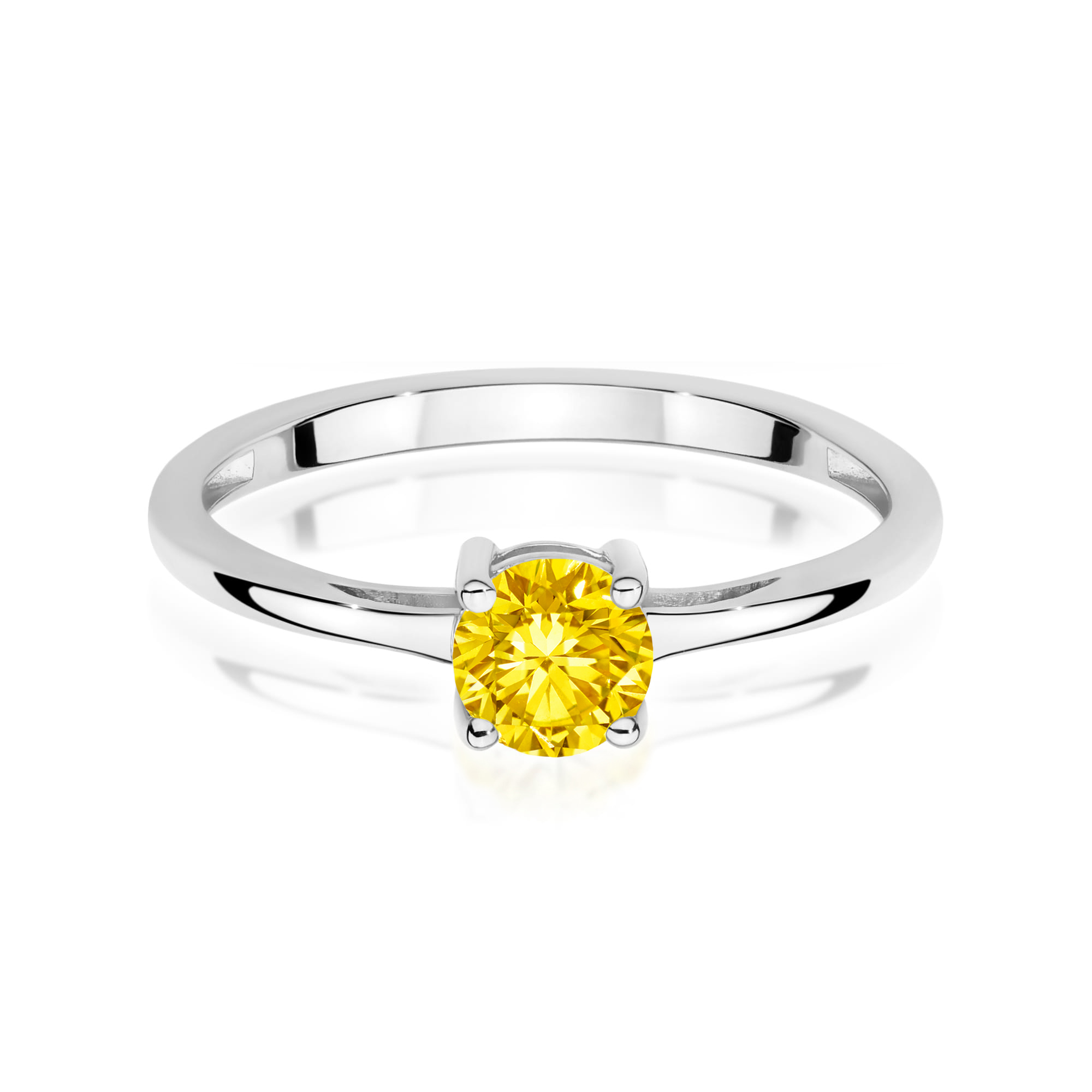 Pierścionek Diament Laboratoryjny żółty 0.50ct białe złoto 375 - obrazek 2