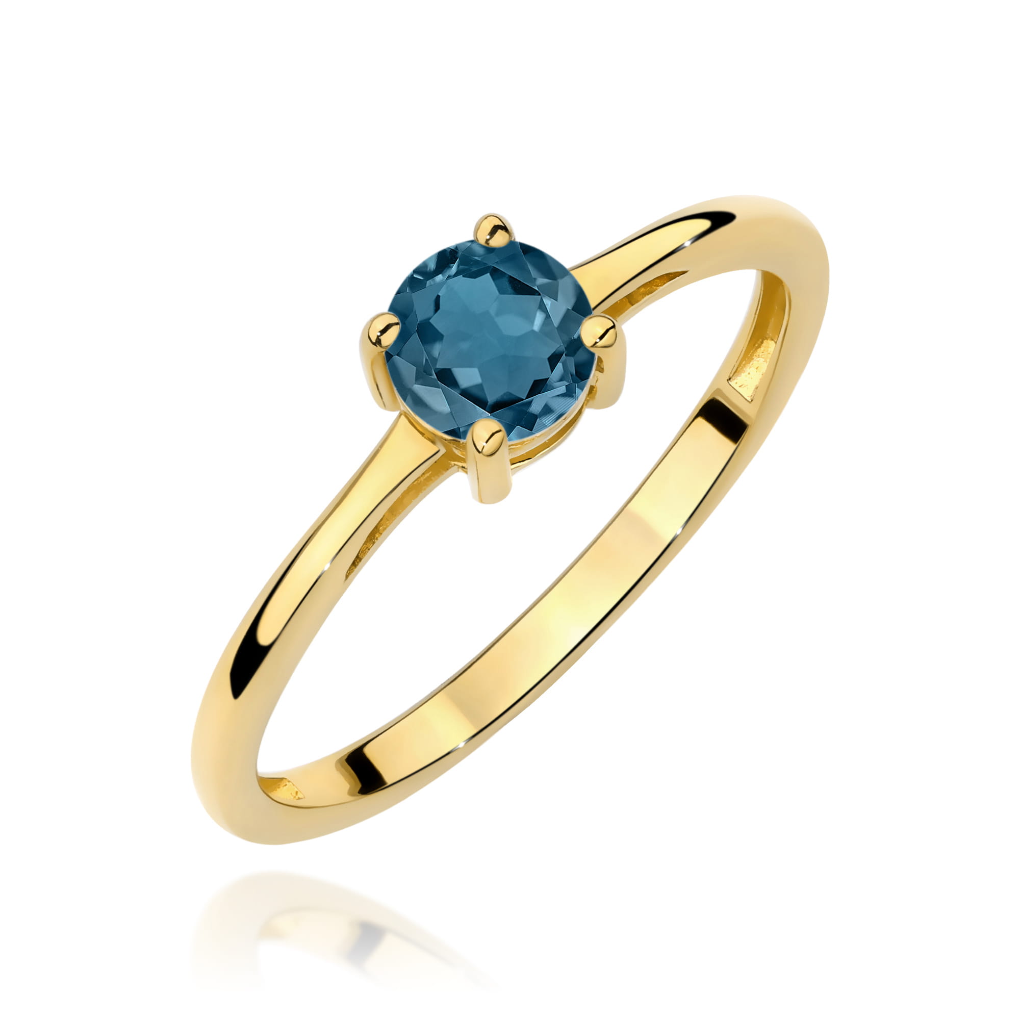 Pierścionek Topaz London Blue 0,50ct żółte złoto