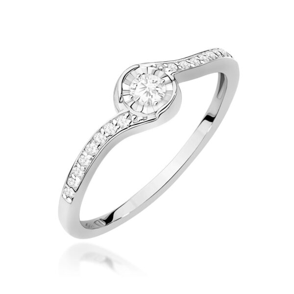Pierścionek Diament 0,08ct białe złoto 375