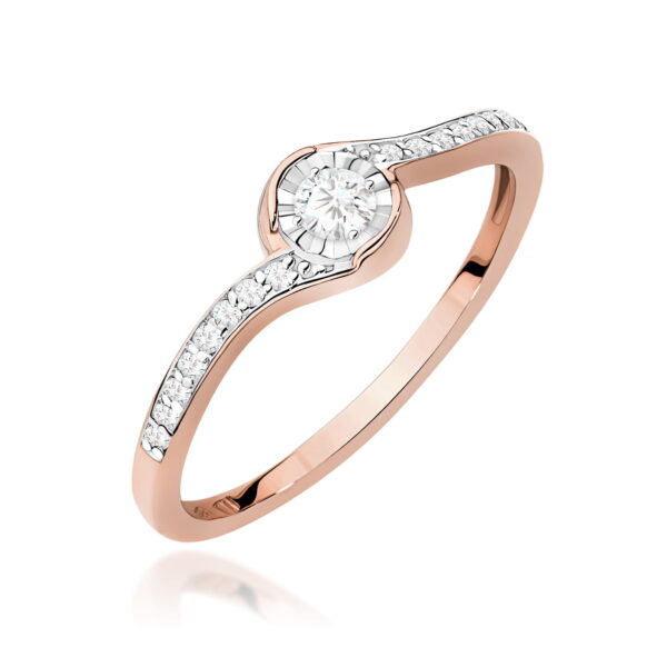 Pierścionek Diament 0,08ct różowe złoto