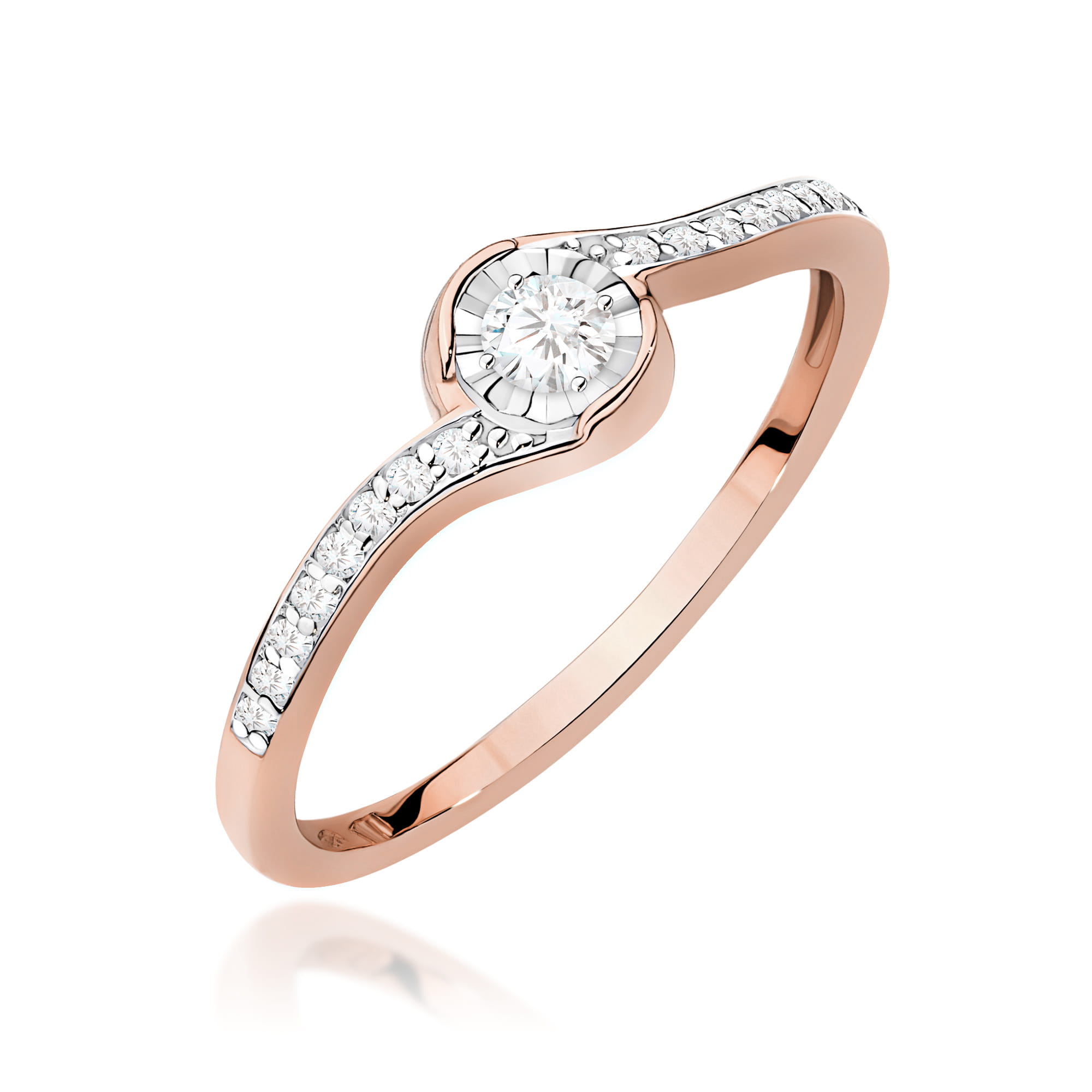 Pierścionek Diament 0,08ct różowe złoto