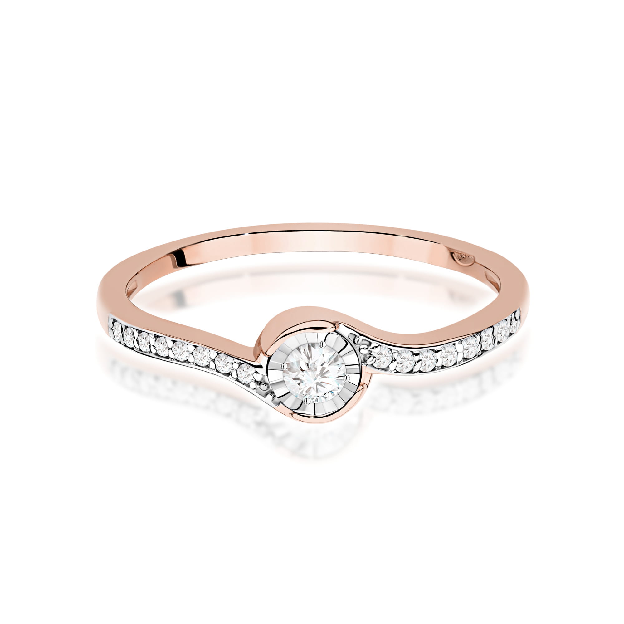 Pierścionek Diament 0,08ct różowe złoto - obrazek 2