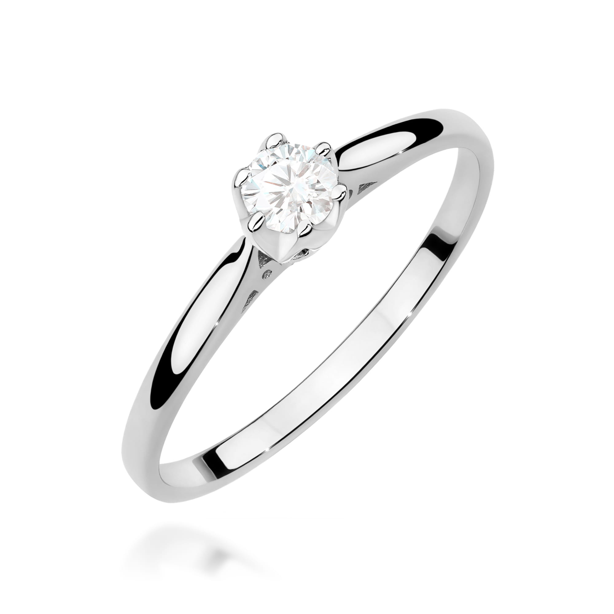 Pierścionek z diamentem 0,18ct białe złoto