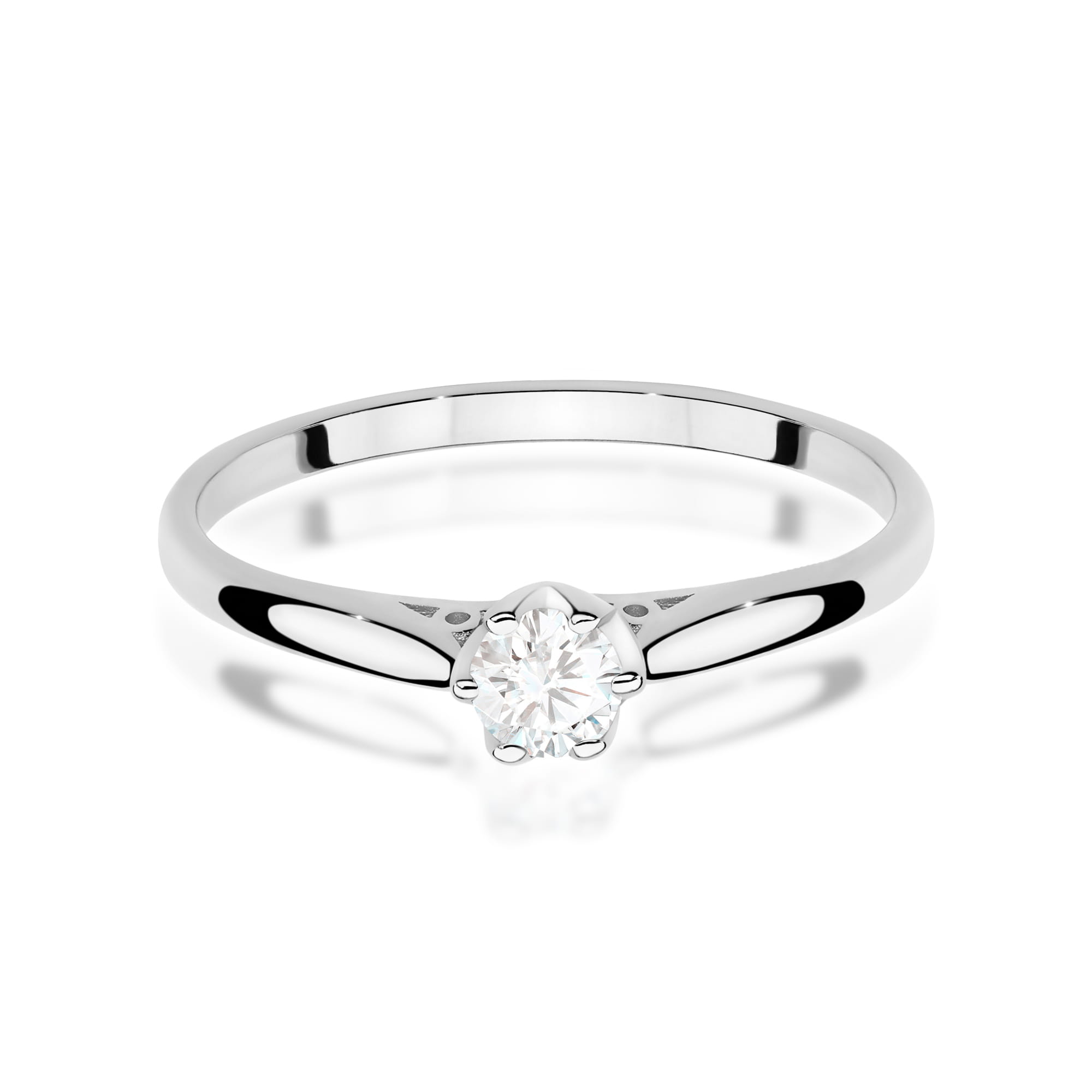 Pierścionek z diamentem 0,18ct białe złoto - obrazek 2