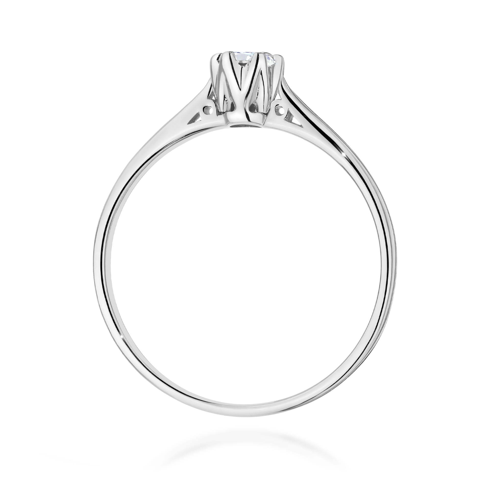 Pierścionek z diamentem 0,18ct białe złoto - obrazek 3