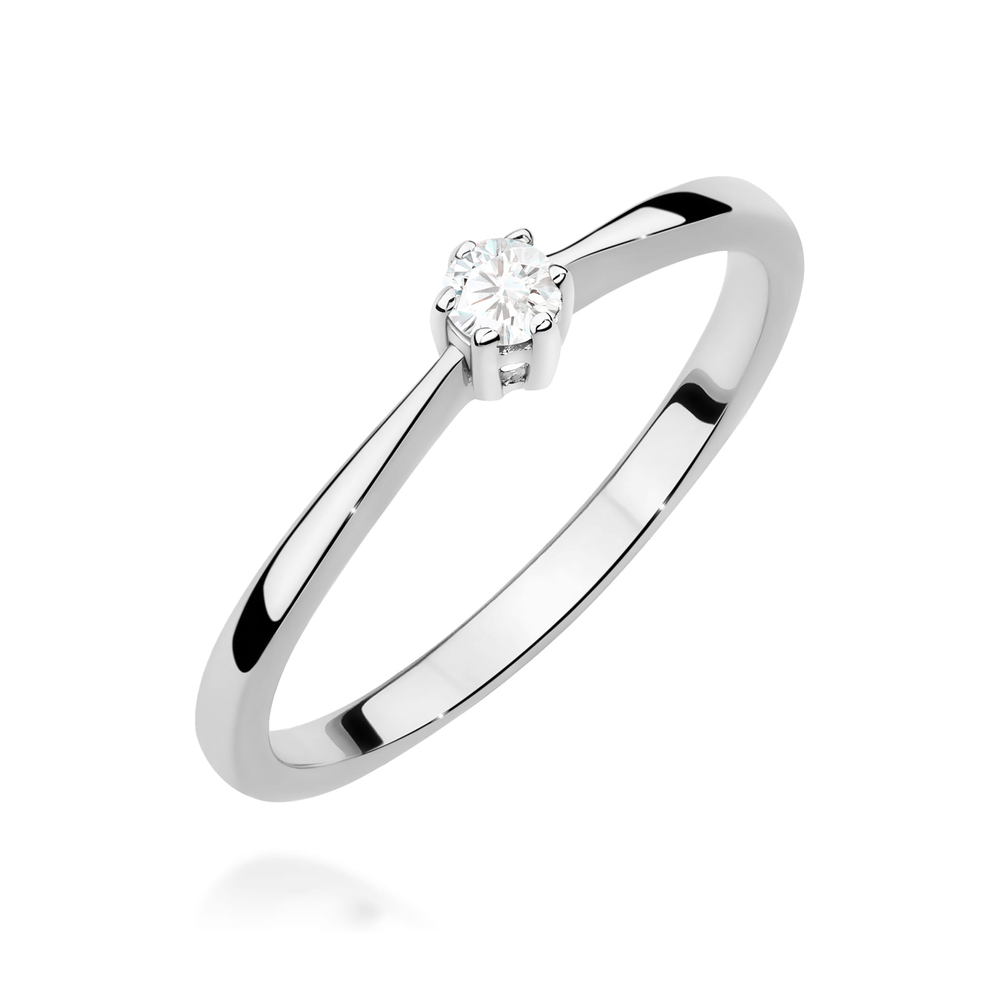 Pierścionek Diament 0,10ct białe złoto 375