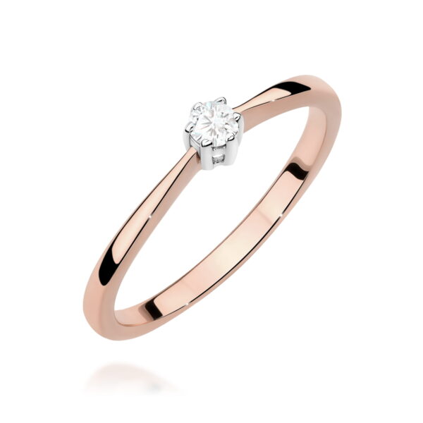 Pierścionek Diament 0,10ct różowe złoto