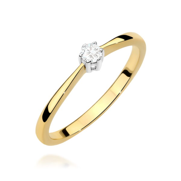 Pierścionek Diament 0,10ct żółte złoto
