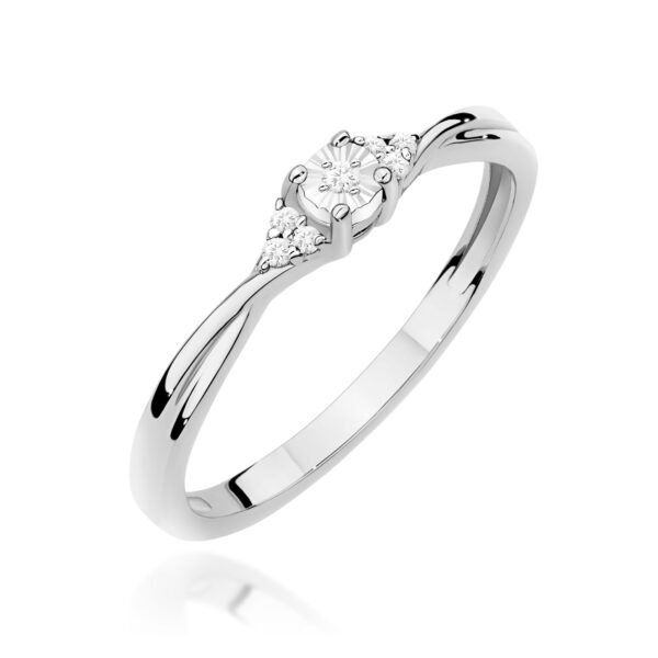 Pierścionek Diament 0,01ct białe złoto 375