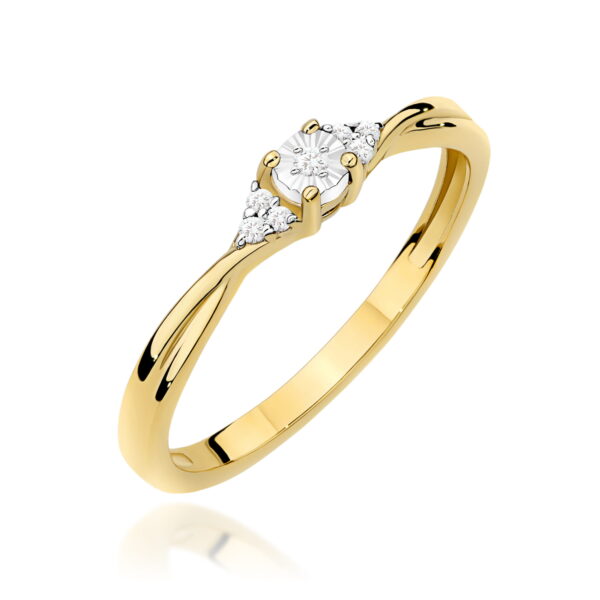 Pierścionek Diament 0,01ct żółte złoto