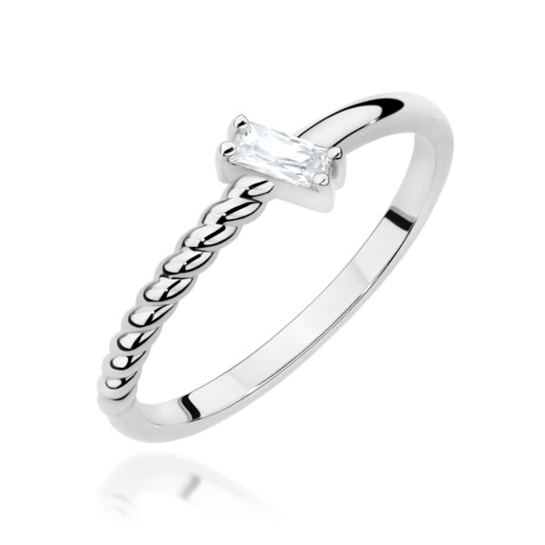 Pierścionek Diament 0,13ct białe złoto 375