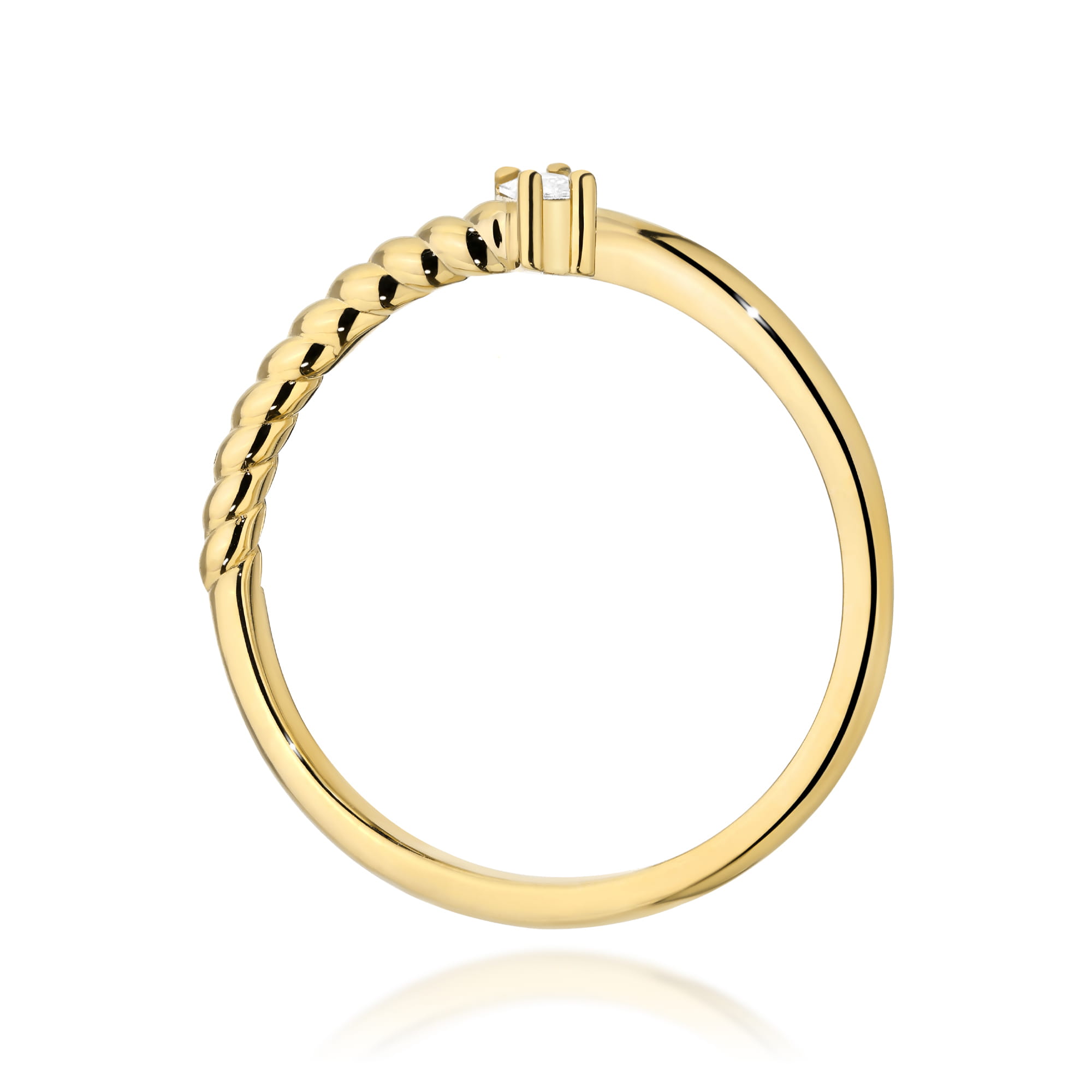 Pierścionek Diament 0,13ct żółte złoto - obrazek 3
