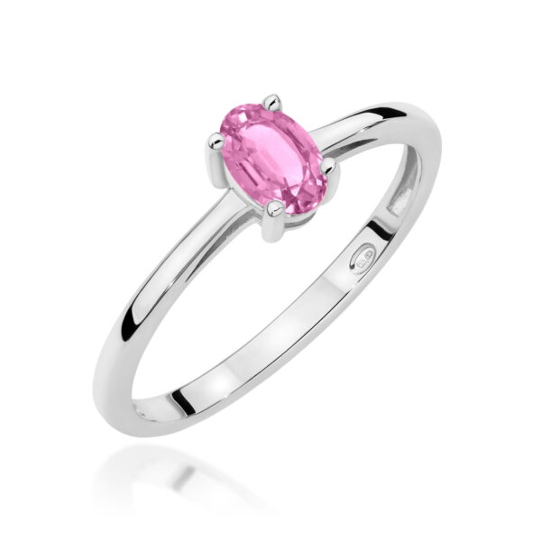Pierścionek Szafir Różowy 0,45ct białe złoto