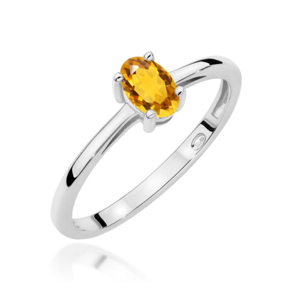 Pierścionek Cytryn 0,60ct białe złoto 375