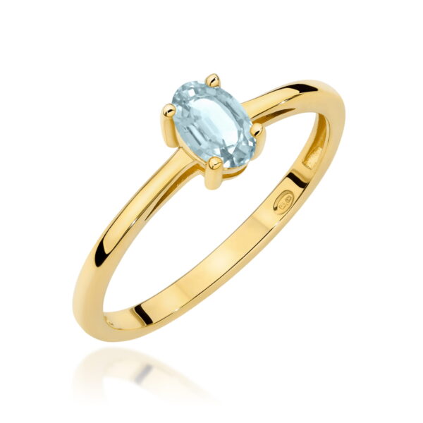 Pierścionek Akwamaryn 0,35ct żółte złoto 375