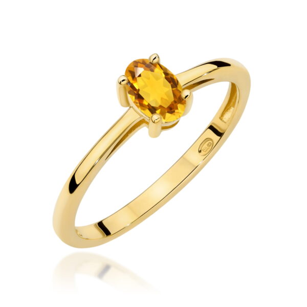 Pierścionek Cytryn 0,60ct żółte złoto 375