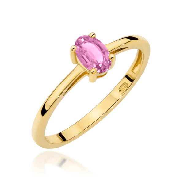 Pierścionek Szafir Różowy 0,45ct żółte złoto 375