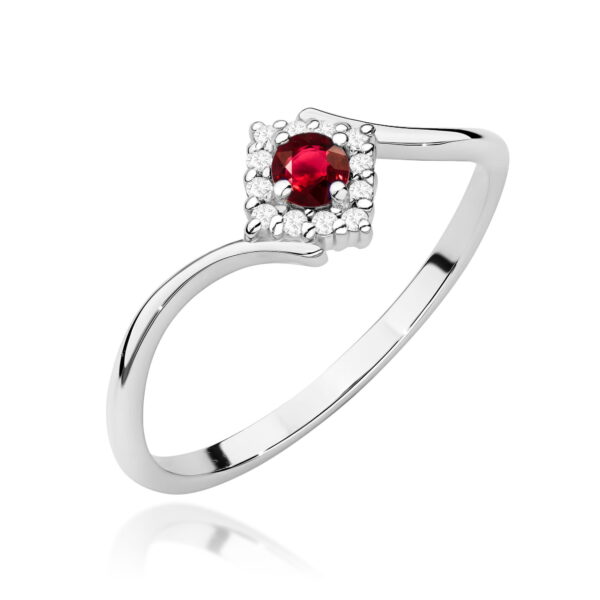 Pierścionek Rubin 0,15ct białe złoto 375