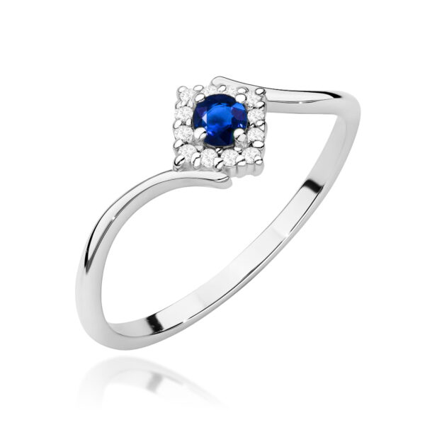 Pierścionek Szafir 0,15ct białe złoto 375
