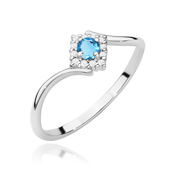Pierścionek Topaz Swiss 0,15ct białe złoto 375