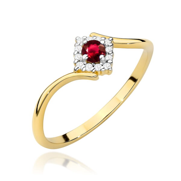 Pierścionek Rubin 0,15ct żółte złoto 375