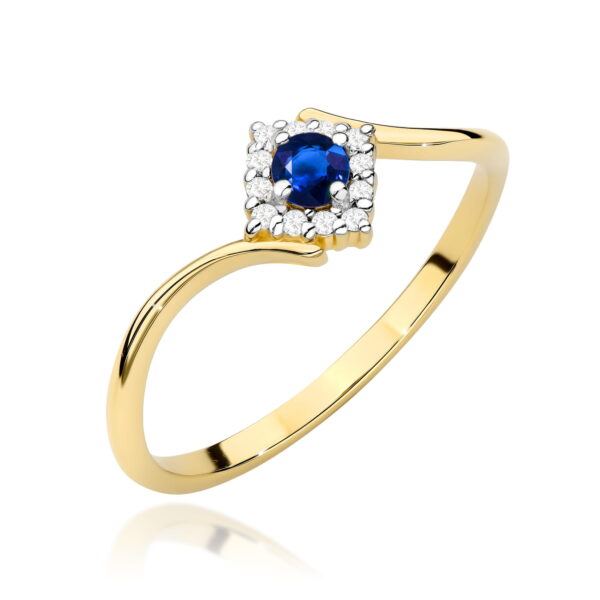 Pierścionek Szafir 0,15ct żółte złoto 375