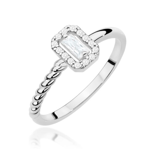 Pierścionek Diament 0,13ct białe złoto 375