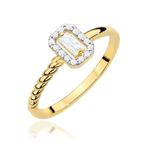 Pierścionek Diament 0,13ct żółte złoto 375