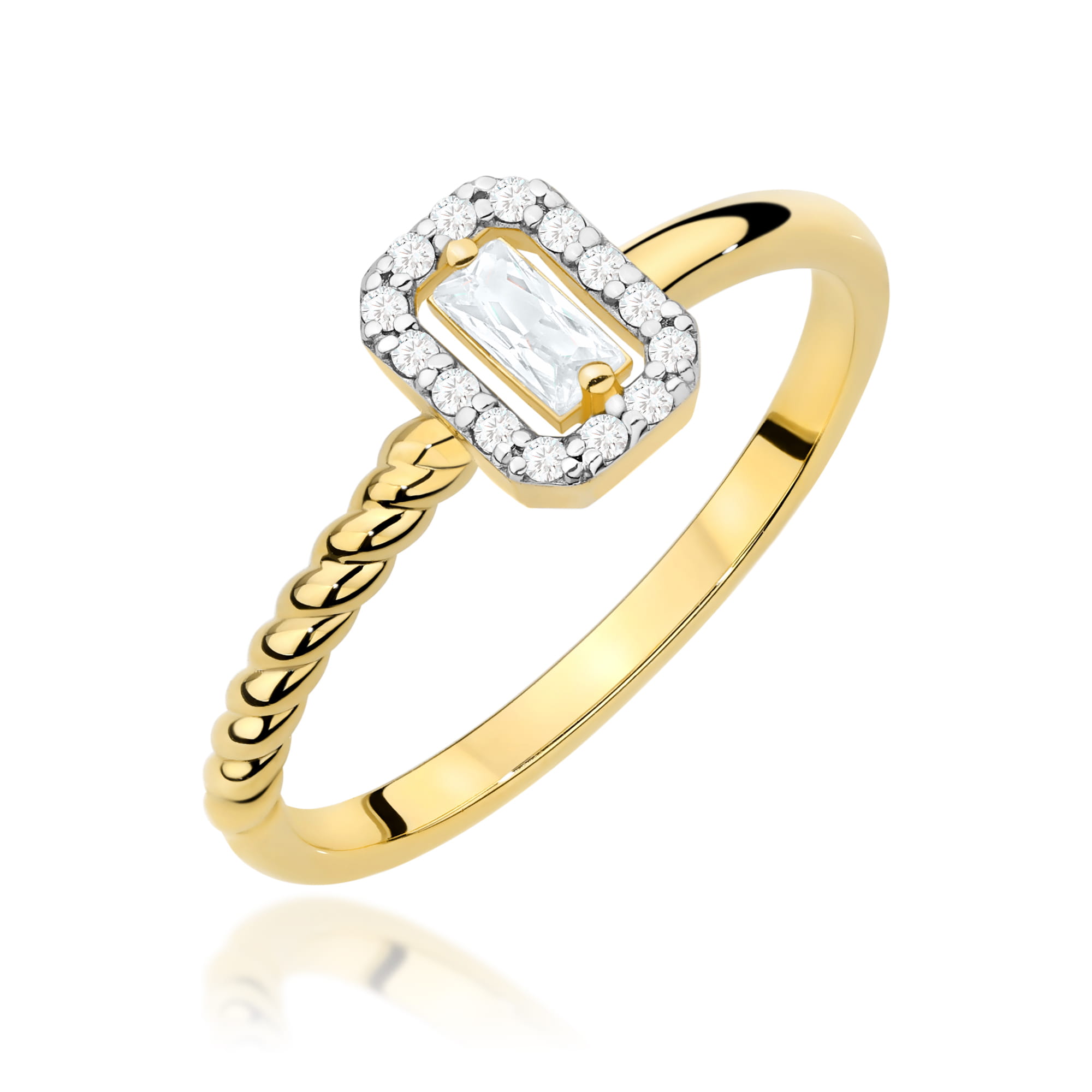 Pierścionek Diament 0,13ct żółte złoto 375