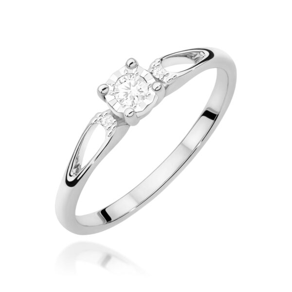 Pierścionek Diament 0,08ct białe złoto 375