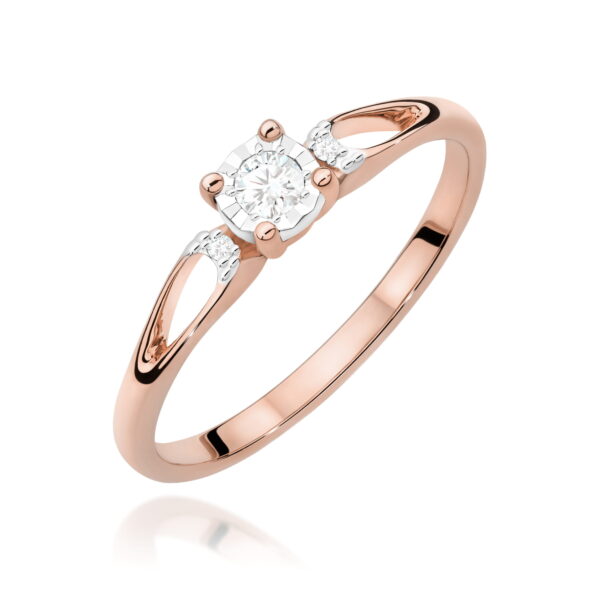 Pierścionek Diament 0,08ct różowe złoto