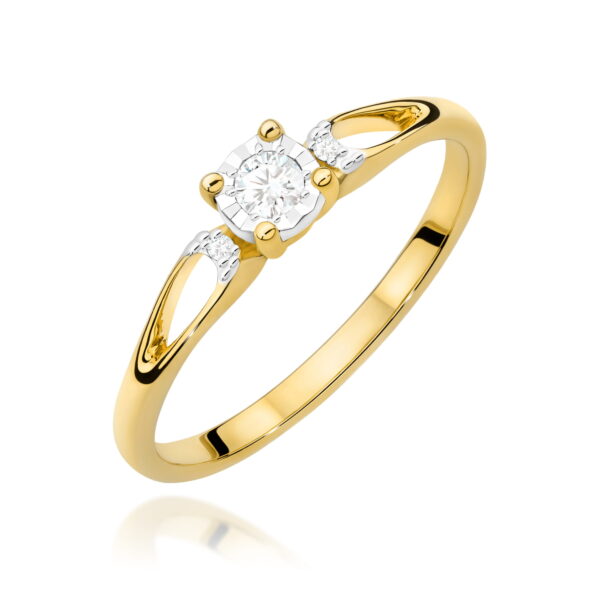Pierścionek Diament 0,08ct żółte złoto