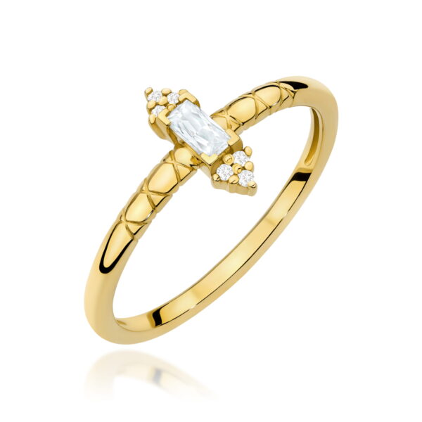 Pierścionek Diament 0,13ct żółte złoto 375