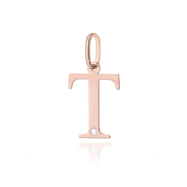 Zawieszka Diament 0,005ct - litera T - różowe złoto