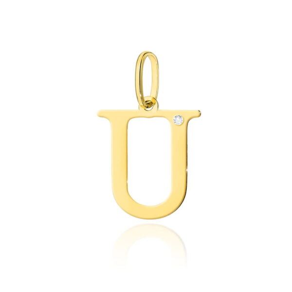 Zawieszka Diament 0,005ct - litera U - żółte złoto