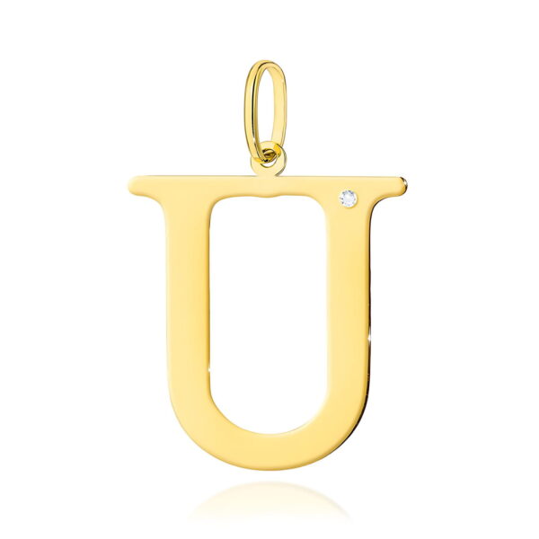 Zawieszka Diament 0,005ct - litera U - żółte złoto