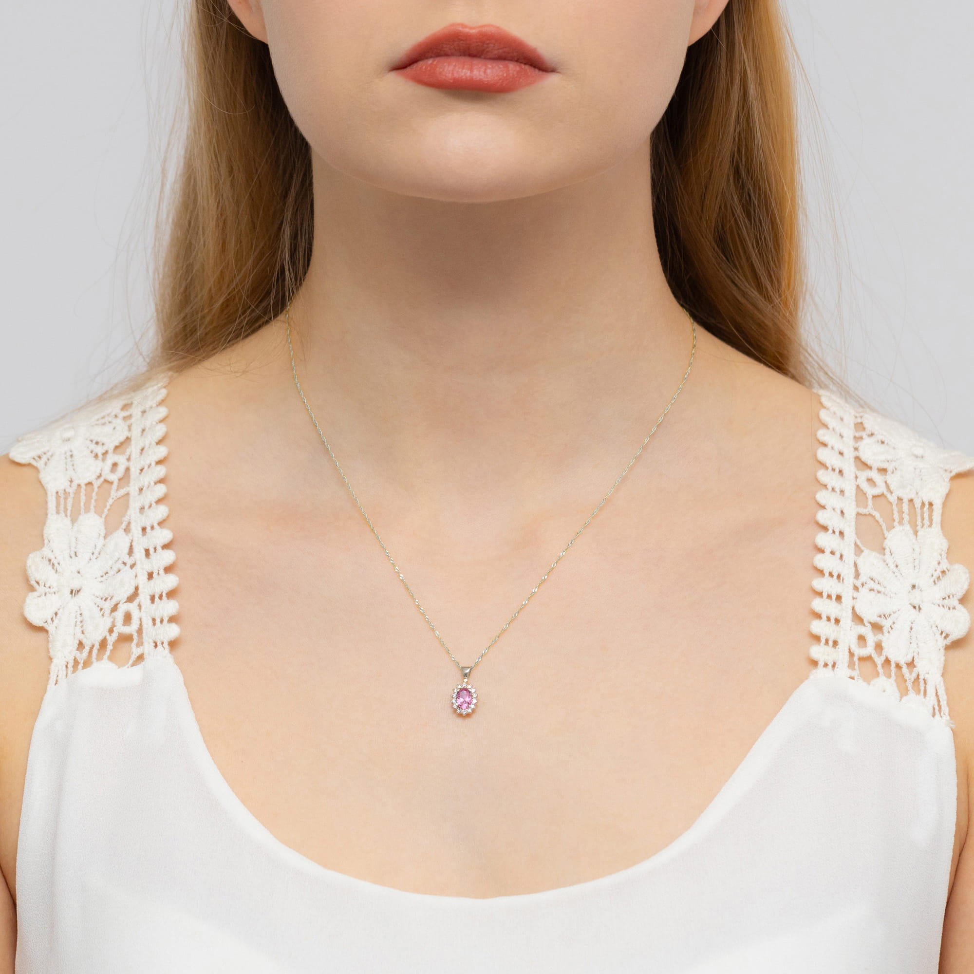 Zawieszka Różowy Topaz 0,50ct białe złoto - obrazek 2
