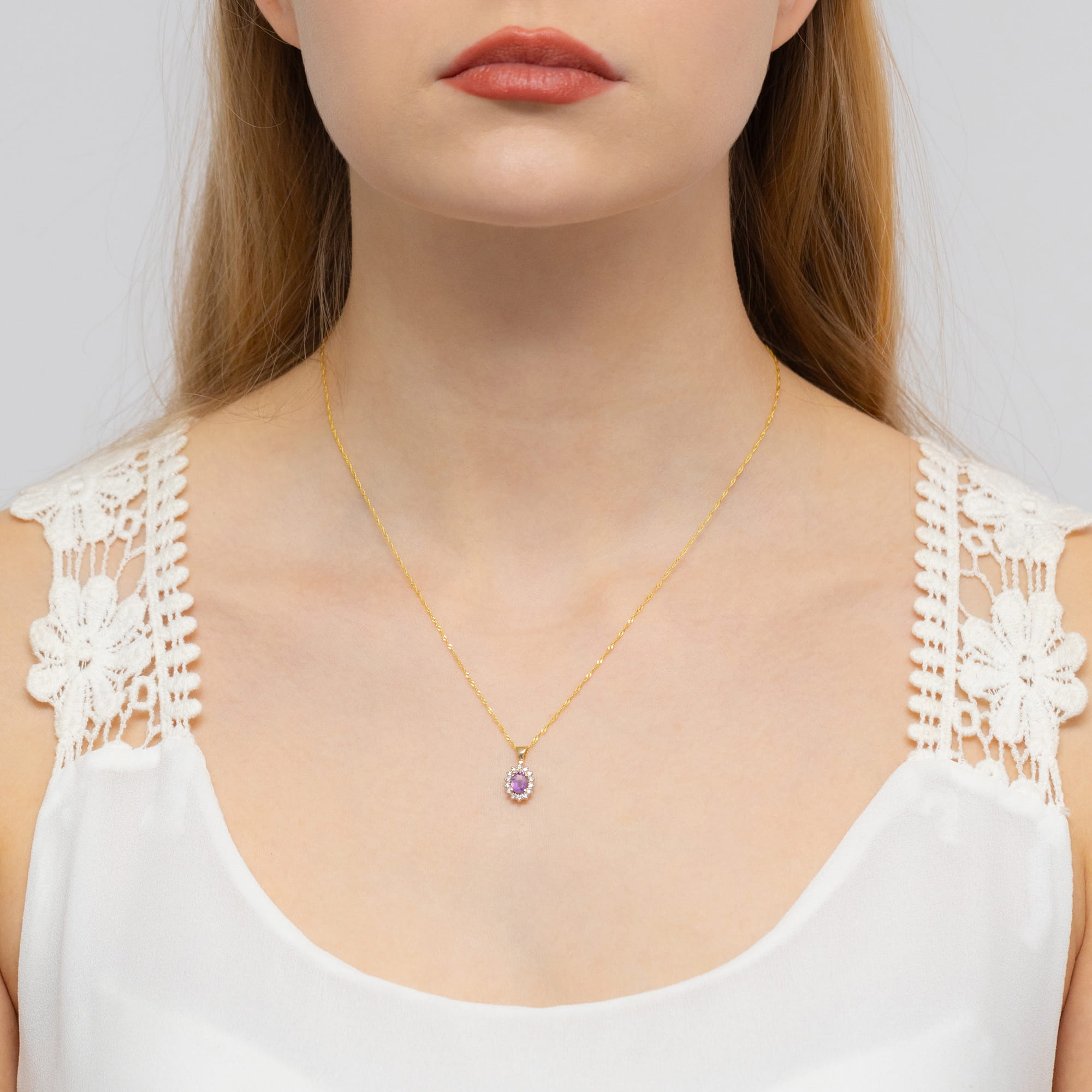 Zawieszka Ametyst 0,40ct żółte złoto - obrazek 2