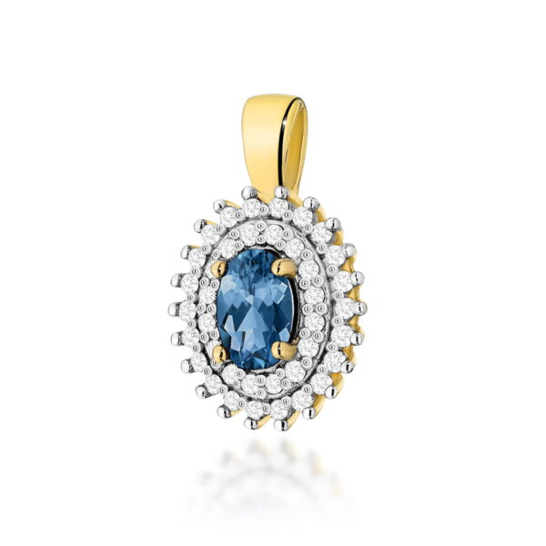 Zawieszka Topaz London Blue 0,50ct żółte złoto