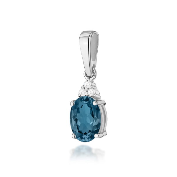 Zawieszka Topaz London Blue 0,85ct białe złoto