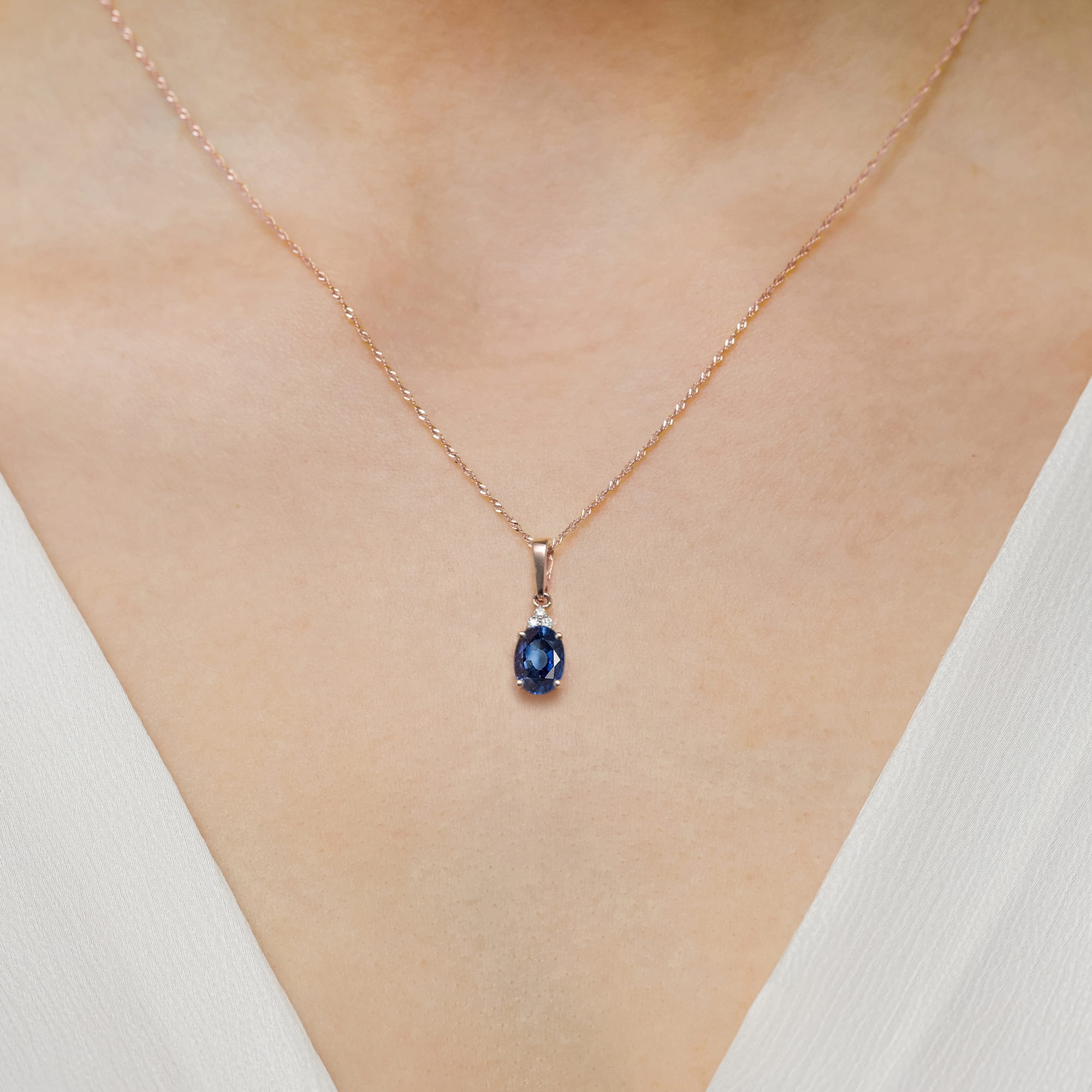 Zawieszka Szafir 0,90ct różowe złoto - obrazek 3