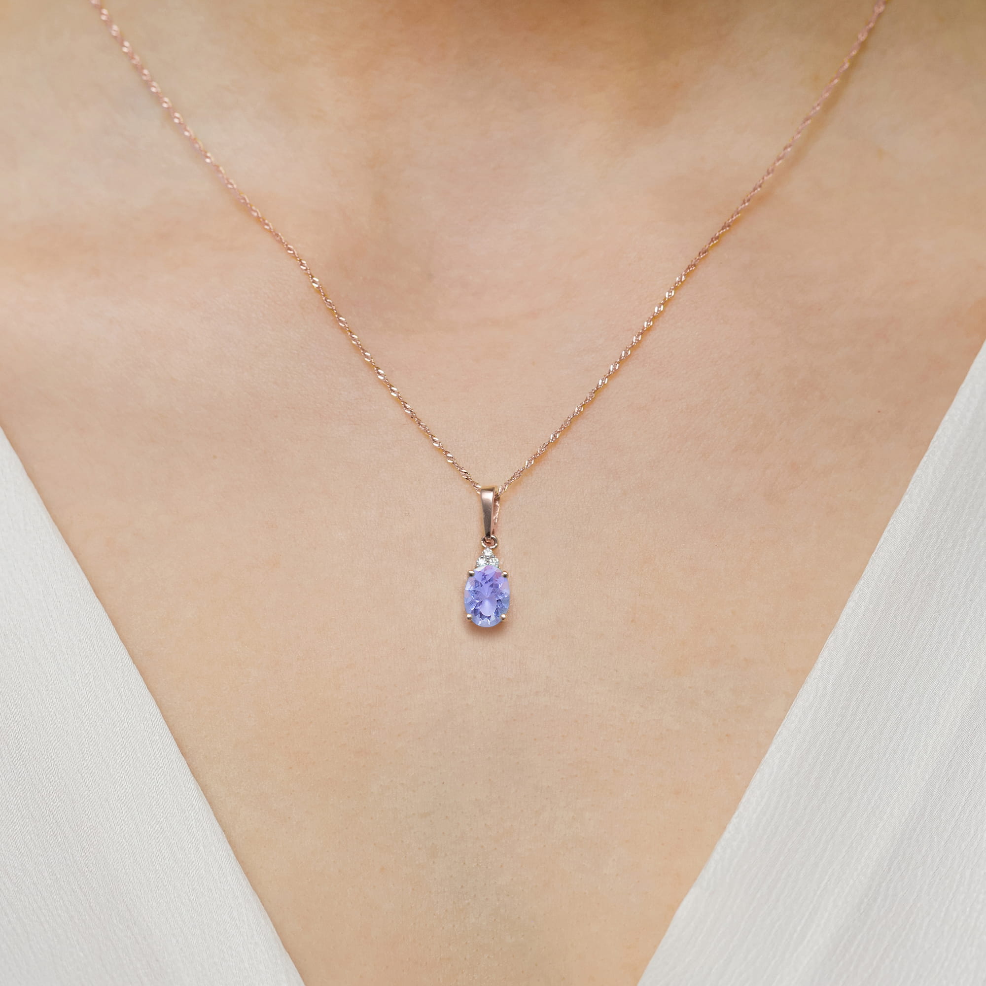 Zawieszka Tanzanit 0,70ct różowe złoto - obrazek 3